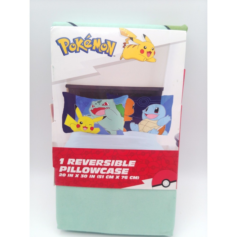 Pokemon 1 Reversible Pillowcase 20x30 in Pikachu Squirtle New In Package
